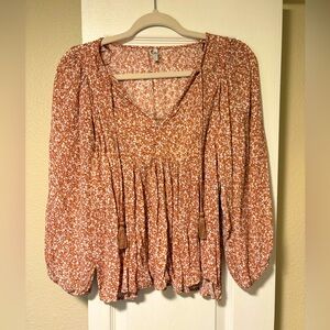 Gentle Fawn pink blush floral blouse size L
